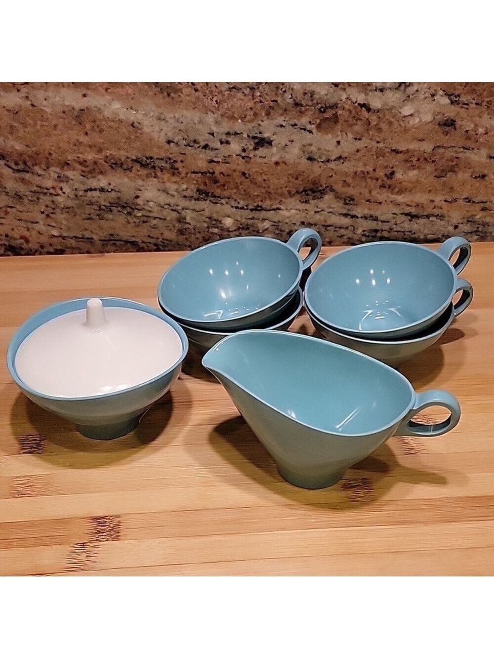 Vintage Boontonware Melamine Melmac Turquoise set - Picture 3 of 5